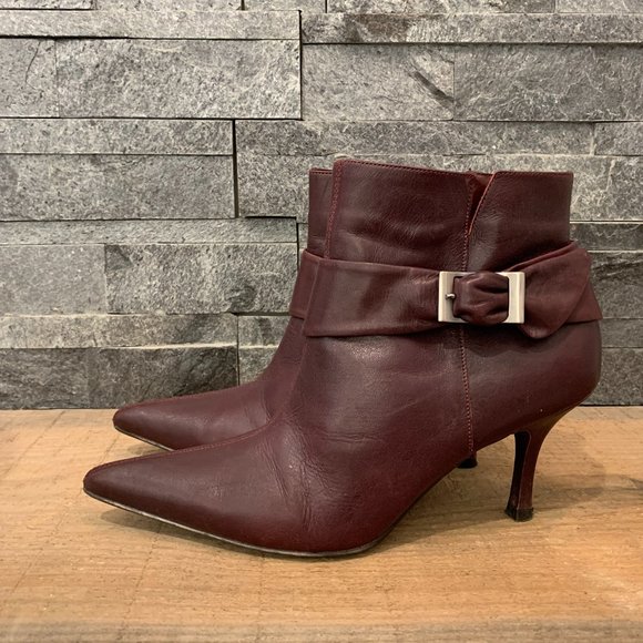 Ladies Merlot Leather Ankle Boots - Picture 6 of 6